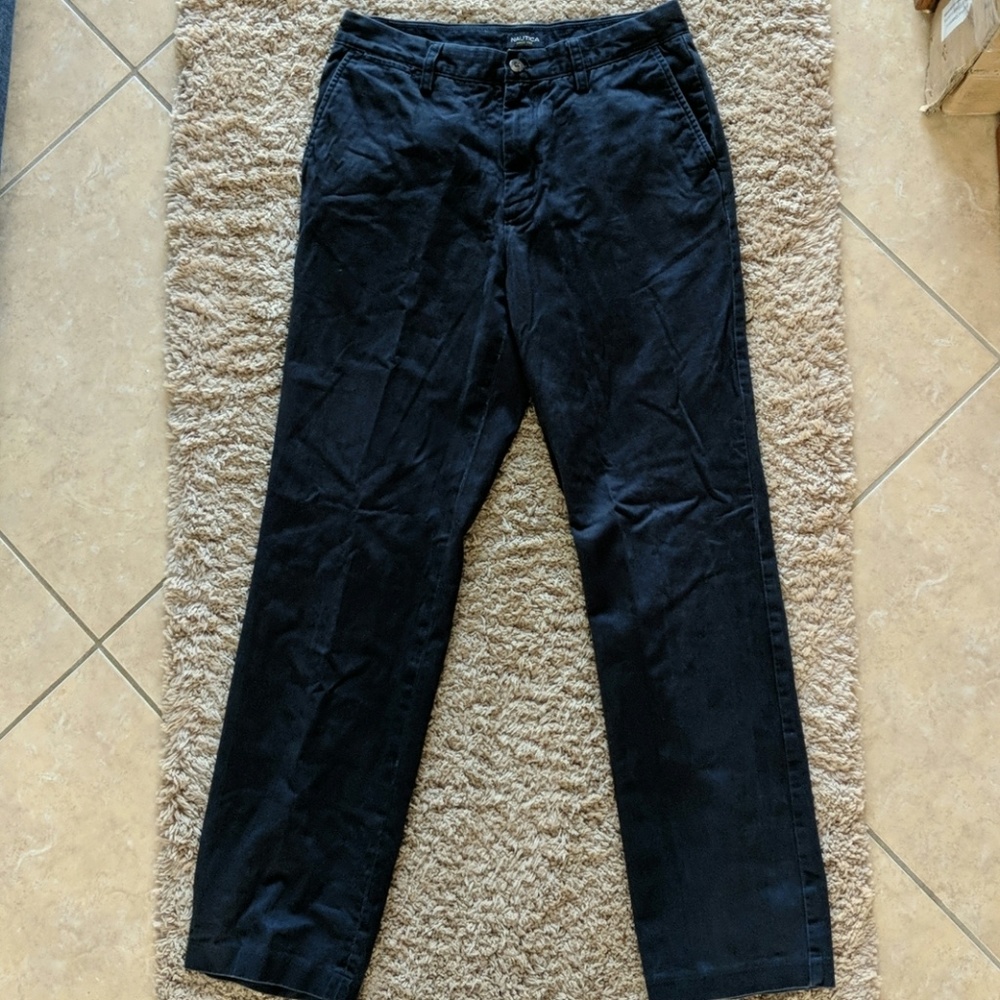 Men's Nautica Navy flat front slim fit dress pants
